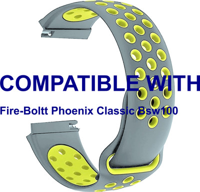 ACM WSM1D22GRG3884 Watch Strap Dotted Belt 22mm for Fire-Boltt Phoenix Classic Bsw100 Smartwatch Grey & Green Smart Watch Strap(Mullti Color)