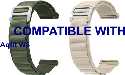 ACM WSM17E20GRWT2411 Pack of 2 Watch Strap Nylon Hook 20mm for Aqfit W6 Smartwatch (Green/White) Smart Watch Strap(Mullti Color)
