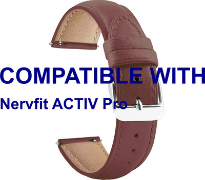 ACM WSM14B22BR3919 Watch Strap Leather Belt 22mm for New Nervfit| ACTIV Pro Smartwatch Brown Smart Watch Strap(Brown)