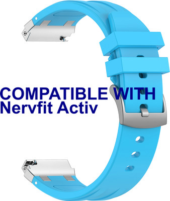 ACM Watch Strap Metal Hook Silicone for Nervfit Activ Smartwatch Blue Smart Watch Strap(Blue)