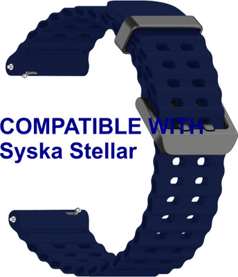 ACM WSM40B20DBL3056 Watch Strap Silicone Sports 20mm for Syska Stellar Smartwatch Belt Dark Blue Smart Watch Strap(Blue)
