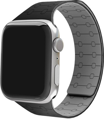 PALAY Magnetic Silicone Strap For iWatch All Series Sports Band Smart Watch Strap(Black)