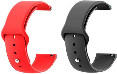 BLACK LOVIES 22 mm Soft Silicon Smartwatch Band Straps Belt Smart Watch Strap(Red, Black)