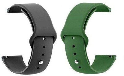 PUNAK 20MM Silicon Smartwatch Band Strap Pack of 2 Smart Watch Strap(Black, Green)