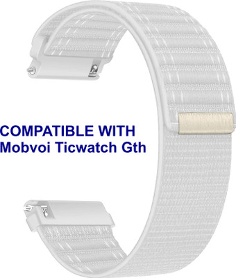 ACM WSM39A20WT2176 Watch Strap Nylon Soft 20mm for Mobvoi Ticwatch Gth Smartwatch White Smart Watch Strap(White)