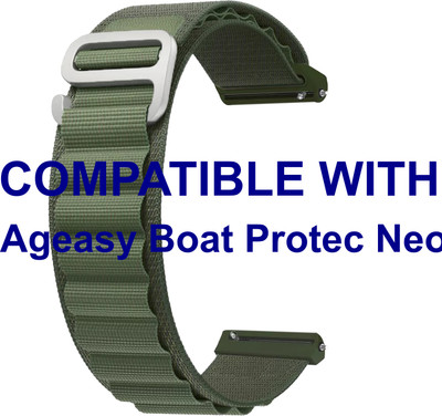 ACM WSM17E22GR3910 Watch Strap Nylon Hook Belt 22mm for Ageasy Boat Protec Neo Smartwatch Green Smart Watch Strap(Green)
