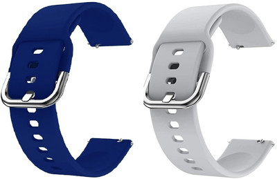 PUNAK 22 MM Soft Silicon Smartwatch Band Straps Pack of 2 Smart Watch Strap(Blue, Grey)