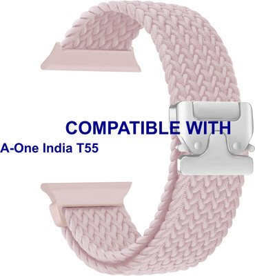 ACM WSM38Z40CPK1043 Sliding 44mm 49mm Watch Strap Woven Braided Clipper for A-One India T55 Smartwatch Creame Pink Smart Watch Strap(Pink)