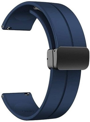 Firetook 22MM Silicone Strap with Folding Magnetic Lock Smart Watch Strap(Blue)