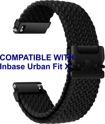 ACM WSM38Z20BK2366 Watch Strap Woven Braided Clipper 20mm for Inbase Urban Fit X Smartwatch Black Smart Watch Strap(Black)