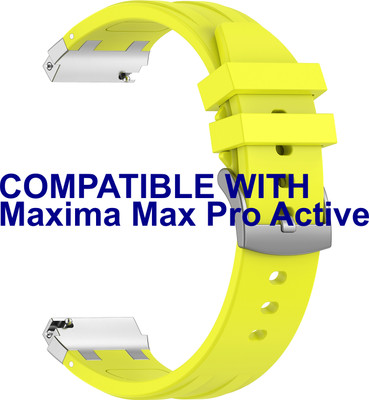 ACM Watch Strap Metal Hook Silicone for Maxima Max Pro Active Smartwatch Lime Yellow Smart Watch Strap(Yellow)