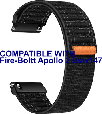 ACM Watch Strap Nylon Soft 22mm for Fire-Boltt Apollo 2 Bsw147 Smartwatch Black M39 Smart Watch Strap(Black)