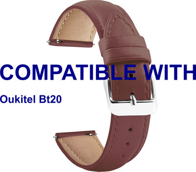 ACM WSM14B22BR3886 Watch Strap Leather Belt 22mm for Oukitel Bt20 Smartwatch Brown Smart Watch Strap(Brown)