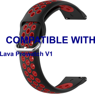ACM WSM12C22BKR3865 Watch Strap Belt 22mm for Lava Prowatch V1 Smartwatch Black & Red Smart Watch Strap(Mullti Color)
