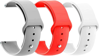 PUNAK 22MM Silicon Smart Watch Strap PACK OF 3 Smart Watch Strap(Grey, Red, White)
