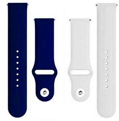 BLACK LOVIES 22 mm Soft Silicon Smartwatch Strap Compatible with Noiise Fit Core Smart Watch Strap(Blue, White)