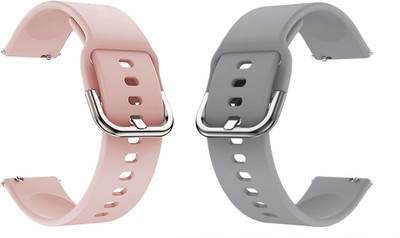 PUNAK 20MM SILICON SMARTWATCH STRAPS PACK OF 2 Smart Watch Strap(Pink, Grey)