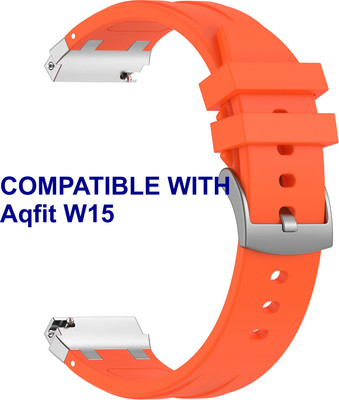 ACM WSM36X22OR1307 Watch Strap Metal Hook Silicone 22mm for Aqfit W15 Smartwatch Orange Smart Watch Strap(Orange)
