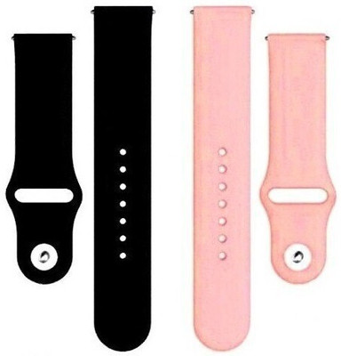 BLACK LOVIES 22 mm Soft Silicon Smartwatch Strap Compatible for Pro 3 Assist Smart Watch Strap(Black, Pink)