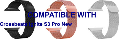 ACM WSM4M40BKRSGSL1011N3 Pack of 3 Sliding 44mm 49mm Watch Strap Magnetic for Crossbeats Ignite S3 Pro New Smartwatch Black/Rose Gold Pink/Silver Smart Watch Strap(Mullti Color)