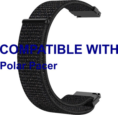ACM WSM3V20BK3901 Watch Strap Nylon Loop Belt 20mm for Polar Pacer Smartwatch Black Smart Watch Strap(Black)