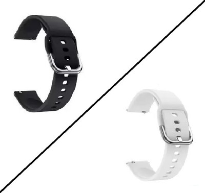 Like Star 22mm Silicone Strap Silver Buckle (compatible Watch List In Photo & Description) Smart Watch Strap(Black, White)