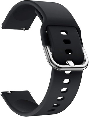 PUNAK 22MM Soft Silicon Smartwatch Strap with Metal Buckle Smart Watch Strap(Black)