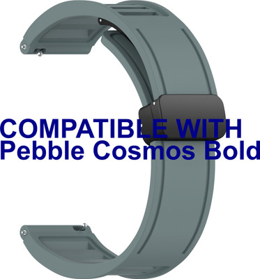 ACM WSM35W22CYG3165 Watch Strap Magnetic Clasp 22mm for Pebble Cosmos Bold Smartwatch Belt Cyan Grey Smart Watch Strap(Grey)