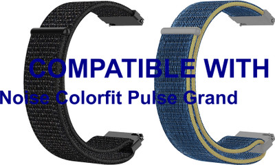 ACM WSM3V22BKBL2500 Pack of 2 Watch Strap Nylon Loop 22mm for Noise Colorfit Pulse Grand Smartwatch (Black/Blue) Smart Watch Strap(Mullti Color)