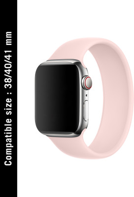 DailyObjects Premium Lightweight Chalk Pink Solo Loop Silicone Wrist Band For 38mm/40mm/41mm Compatible For Iwatch Series Ultra 8 7 6 5 4 3 Smart Watch Strap(Pink)