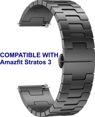 ACM WSM37Y22BK1023 Watch Strap Metal Steel 22mm for Amazfit Stratos 3 Smartwatch Black Smart Watch Strap(Black)