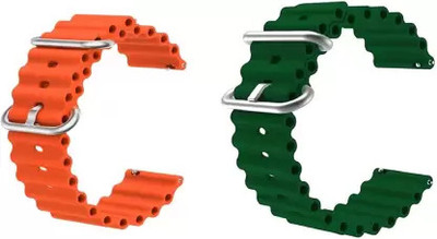 Like Star Soft (compatible List In Photo & Description) Only 22 mm Smart Watch Strap(Green, Orange)