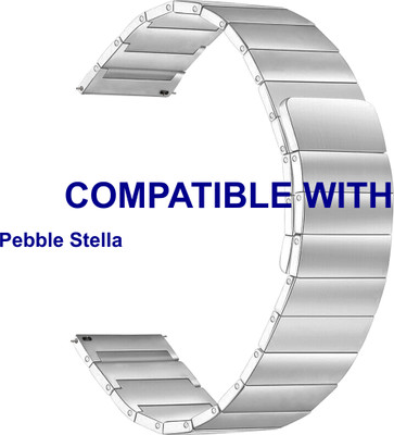ACM WSM23K22SL3900 Watch Strap Magnetic Steel Belt 22mm for New Pebble Stella Smartwatch Silver Smart Watch Strap(Silver)