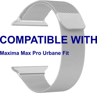 ACM WSM4M40SL1690 Sliding 44mm 49mm Watch Strap Magnetic for Maxima Max Pro Urbane Fit Smartwatch Silver Smart Watch Strap(Silver)