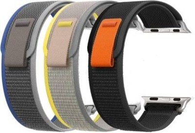nice assoseries hub Trail Loop Bands/Straps Compatible with Watch 49mm 45mm 44mm 42mm, Adjustable Velcro Premium Strap for iWatch Ultra & Ultra 2 Series SE 8 7 6 5 4 3 2 1. (Only 3 Pcs Trail Loop Strap, Watch NOT Included) Smart Watch Strap (Black, Blue, Yellow) Smart Watch Strap(Black, Blue, Yellow