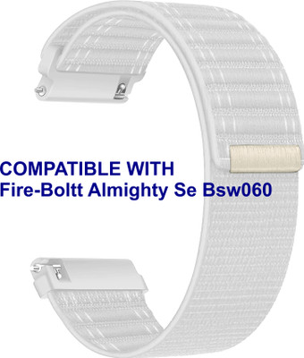 ACM WSM39A22WT2847 Watch Strap Nylon Soft 22mm for Fire-Boltt Almighty Se Bsw060 Smartwatch White Smart Watch Strap(White)