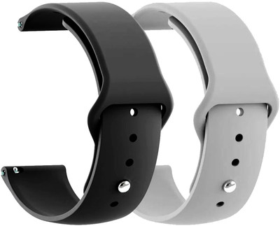 AOnes Pack of 2 Silicone Belt Watch Strap for Ptron Force X10 Smart Watch Strap(Black, Grey)