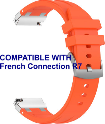 ACM WSM36X20OR2158 Watch Strap Metal Hook Silicone 20mm for French Connection R7 Smartwatch Orange Smart Watch Strap(Orange)