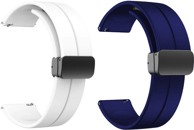BLACK LOVIES 22MM Soft Silicon Smart Watch Strap with Magnetic Buckle for NOICEFIT ICON Smart Watch Strap(White, Blue)