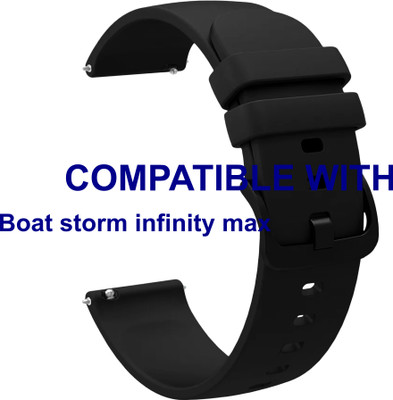 ACM WSM25M22BK3917 Watch Strap Silicone Hook Belt 22mm for |Boat storm infinity max Smartwatch Black Smart Watch Strap(Black)