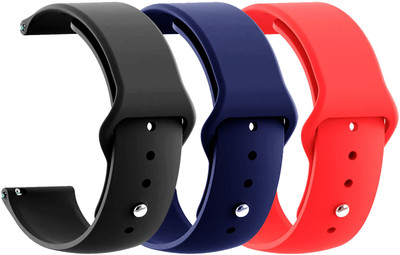 AOnes Pack of 3 Silicone Belt Watch Strap for Cellecor E4 Edge Watch Band Smart Watch Strap(Black, Blue, Red)