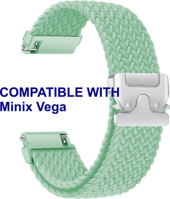 ACM WSM38Z20GR1612 Watch Strap Woven Braided Clipper 20mm for Minix Vega Smartwatch Green Smart Watch Strap(Green)