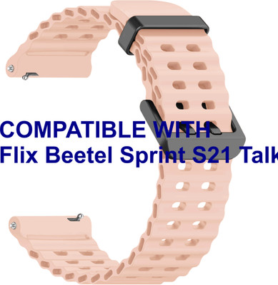 ACM WSM40B22CPK2959 Watch Strap Silicone Sports 22mm for Flix Beetel Sprint S21 Talkon Smartwatch Belt Creame Pink Smart Watch Strap(Pink)