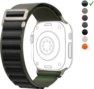 onefit Alpine Loop - Nylon Band for Apple Watch 42mm/44mm/45mm/49mm (Only Alpine Loop, Watch NOT Included) Smart Watch Strap(Green, Black)