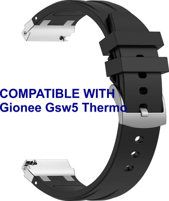 ACM WSM36X20BK1319 Watch Strap Metal Hook Silicone 20mm for Gionee Gsw5 Thermo Smartwatch Black Smart Watch Strap(Black)