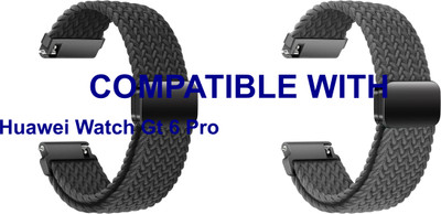 ACM WSM26N22BKGY5030 Pack of 2 Watch Strap Woven Braided Magnetic Belt 22mm for Huawei Watch Gt 6 Pro Smartwatch (Black/Grey) Smart Watch Strap(Mullti Color)