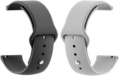 PUNAK 20MM Silicon Smartwatch Band Strap Pack of 2 Smart Watch Strap(Black, Grey)