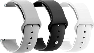 PUNAK 22MM Silicon PACK OF 3 Smart Watch Strap(Grey, Black, White)