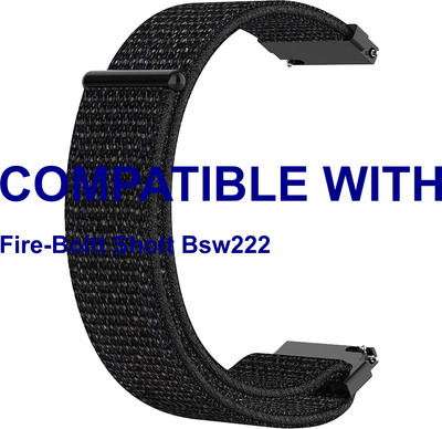 ACM WSM3V22BK5020 Watch Strap Nylon Loop Belt 22mm for Fire-Boltt Shott Bsw222 Smartwatch Black Smart Watch Strap(Black)