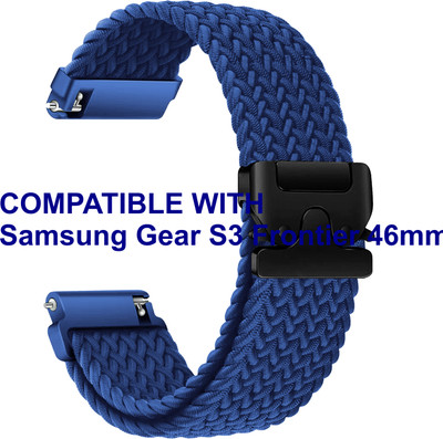 ACM WSM38Z22BL1202 Watch Strap Woven Braided Clipper 22mm for Samsung Gear S3 Frontier 46mm Smartwatch Blue Smart Watch Strap(Blue)